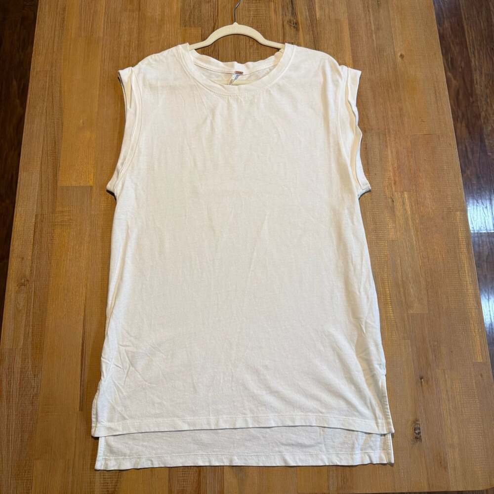 Free People Women's White Cotton Sleeveless Tank Top Shirt Size S